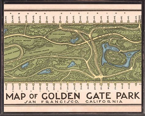 1947 Golden Gate Park Map Reprint Mid Century San Francisco Etsy