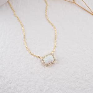 Opal Necklace Dainty White Opal Necklace Opal Jewelry October