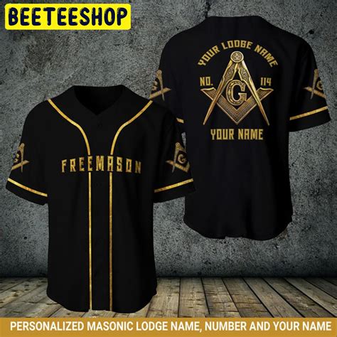 Freemason Custom Logde Name Black Trending Jersey Baseball Beeteeshop