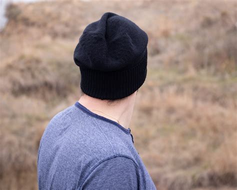 Wool Men Beanie Hat Lightweight Beanie Black Men Beanie Knit Etsy