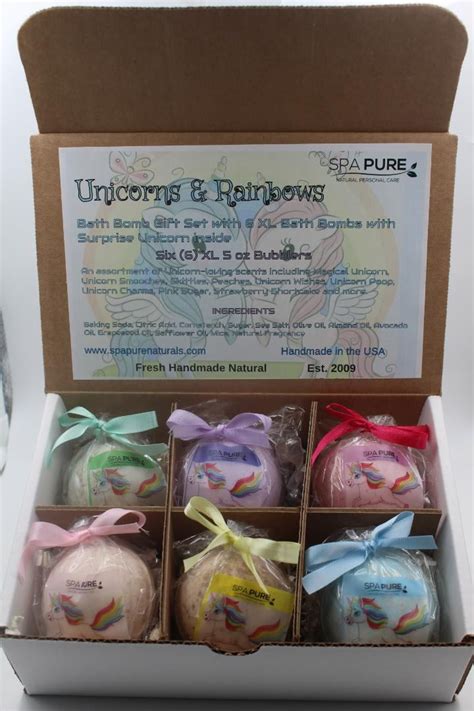 Spa Pure Unicorns And Rainbows Bath Bomb T Set With Unicorn Toys