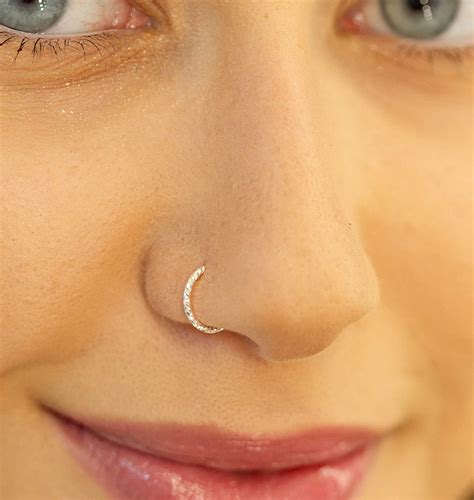 Silver Nose Ring Hoop Gauge Snug Nose Hoop Thin Nose Piercings