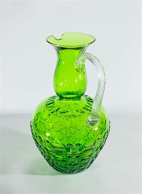 Vintage Empoli Green Optic Glass Vase Etsy Australia