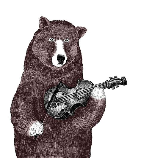 an illustration of a bear with a violin by james moffitt bear illustration bear art bear drawing