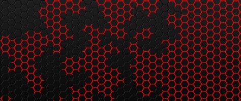 2560x1080 Black And Red Hexagon 2560x1080 Resolution Wallpaper Hd