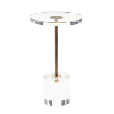 Round Modern Lucite And Gold Pedestal Drink Table In 2021 Side Table