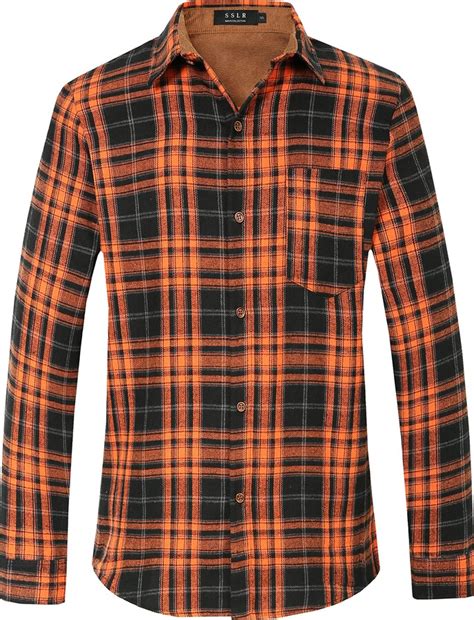 Sslr Men S Flannel Shirts Casual Button Down Brushed Long Sleeve Checked Shirt For Men Shopstyle