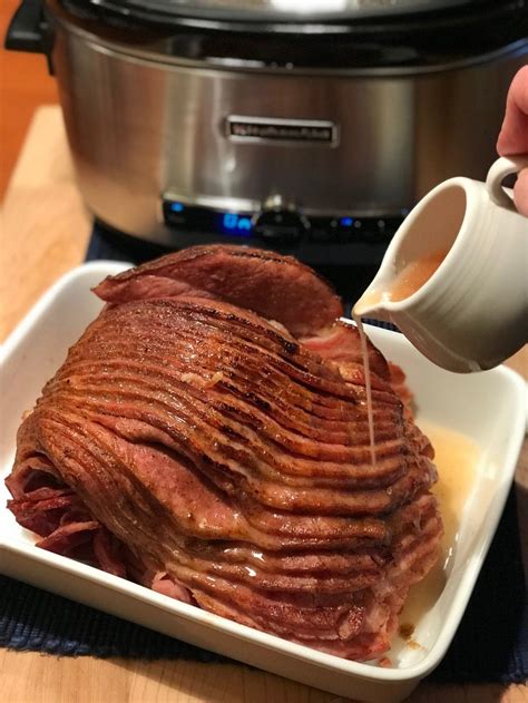 If cooking in the crockpot, season ham well, place it face side down into a greased crockpot, and add ½ cup of water to the bottom. Slow Cooker Spiral Sliced Ham | epicuricloud (Tina Verrelli) | Recipe | Spiral sliced ham ...