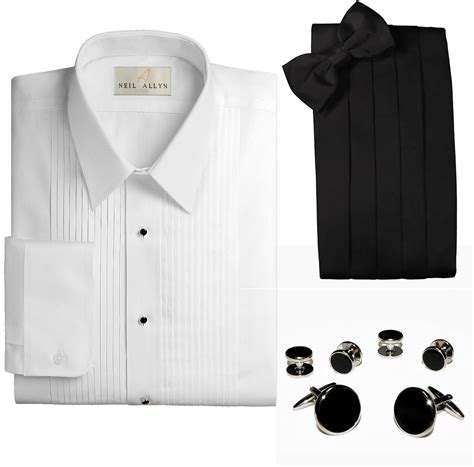 Tuxedo Shirt Cummerbund Bow Tie Cufflink And Studs Set Black At Amazon
