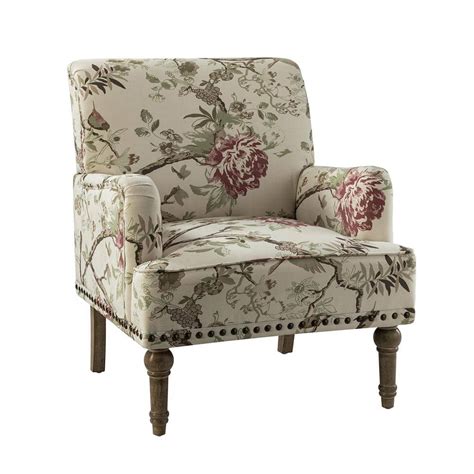 Jayden Creation Latina Floral Floral Patterns Armchair With Nailhead Trim And Turned Solid Wood