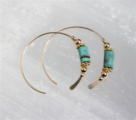 Turquoise Gold Hoops Etsy