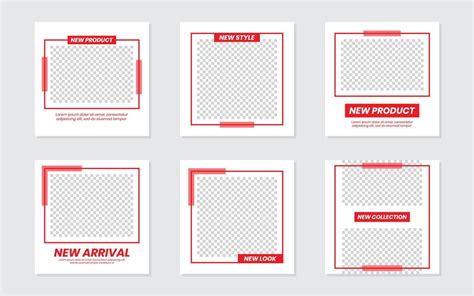 Minimalist Red Social Media Feeds Template Design 8170931 Vector Art At