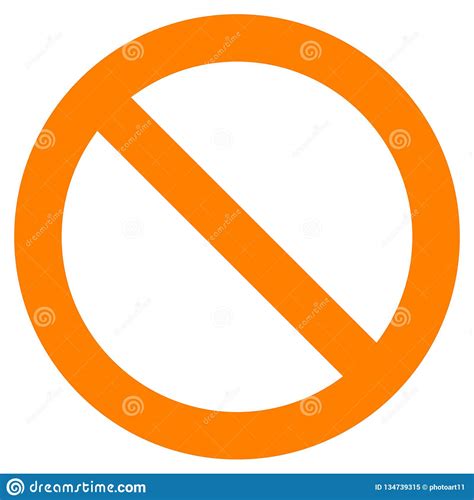 No Sign Orange Thick Simple Isolated Vector Stock Vector