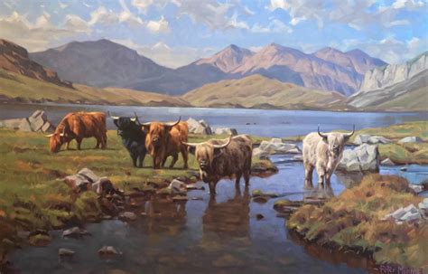 Stunning Large Oil Painting By Scottish Artist Peter Munro Highland