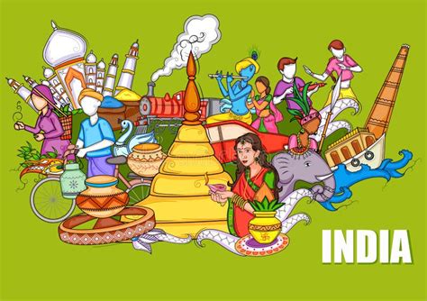 Indian Collage Illustration Showing Culture Tradition And Festival Of