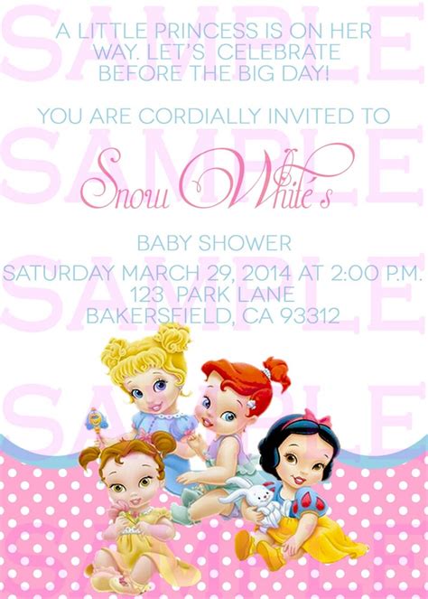 Baby Shower Invitation Princess Disney Babies Girl Etsy