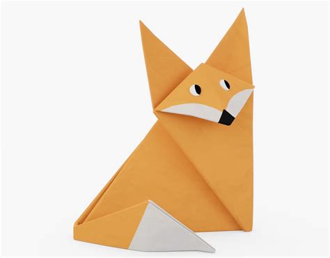 Origami Fox 3d Asset Cgtrader