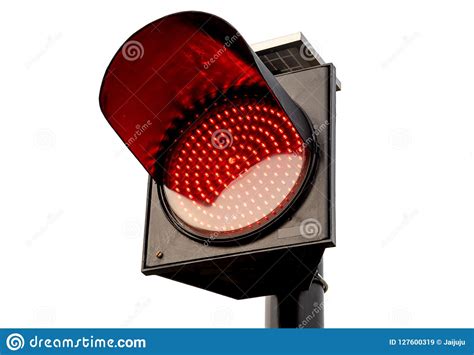 Closeup Red Traffic Lights Isolate On White Background Stock Image