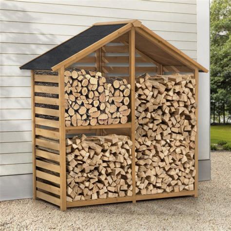 Yardcove Highwood Outdoor Wooden Storage Shed Firewood Storage Rack