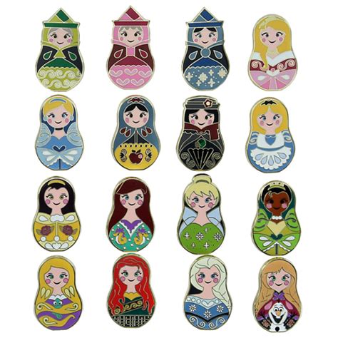 Disney Mystery Pin Nesting Dolls Mini Pin Pack Complete 16 Pin Set