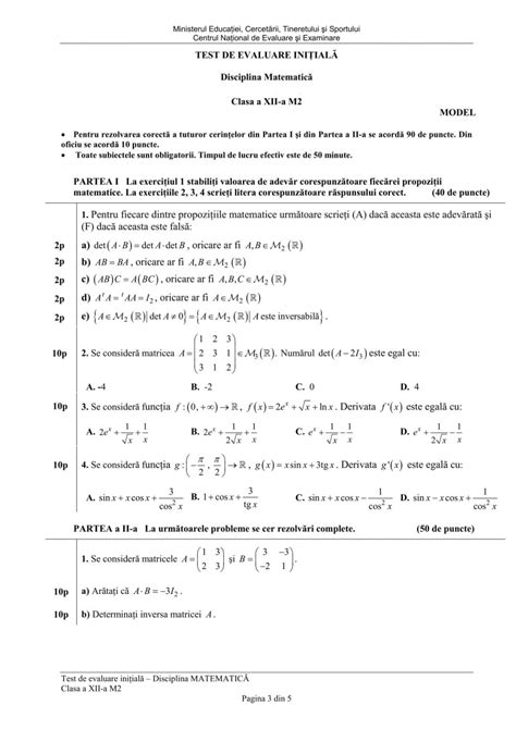 Test Initial Matematica Clasa 9 Mate Info