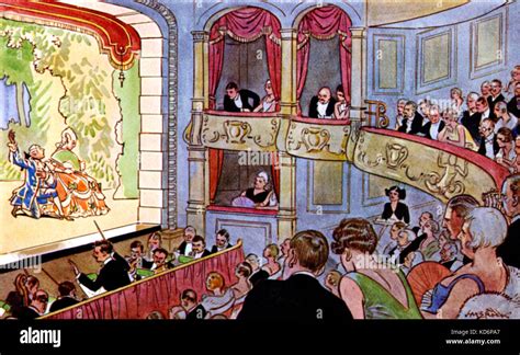 Theateroper Publikum Sitzen In Boxen Mit Einem Blick Auf Die Bühne Und Orchestergraben Mit