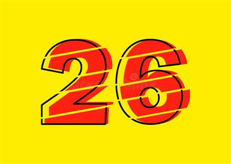 Glitch Modern Red 26 Number Design Vector Illustration Numeral Vector