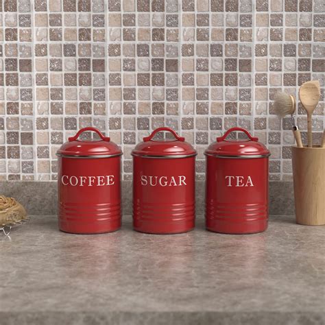 Buy Barnyard Designs Red Canister Sets For Kitchen Counter Vintage