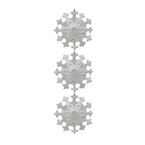 9 Winter Light White Glitter Snowflakes Pendant Christmas Ornament In