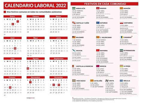 Calendario Laboral Los Festivos Que Son Comunes En Toda Aria Art