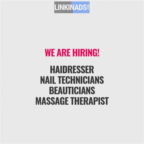 Hiring Hair Dressernail Technician Beauticiantherapist Beauticians Hair Dresser Therapist