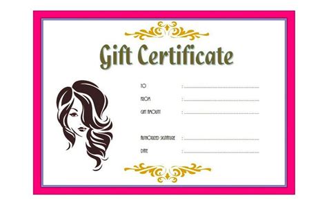 Hair Salon T Certificate Template Free Printable 6 T