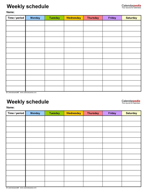Printable Weekly Planner Excel Template Printable Templates