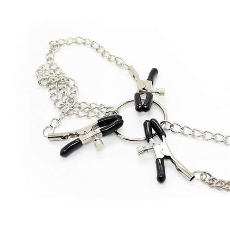 Bdsm Sex Nipple Clamps Three Heads Long Chain Sex Toys For Adult Bdsm Games Metal Nipple Clip