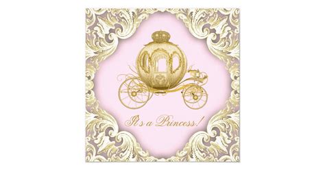 Pink And Gold Carriage Royal Princess Baby Shower Card