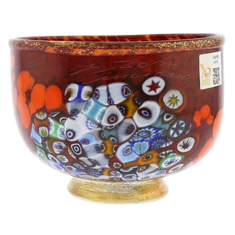 Murano Glass Vases Murano Millefiori Art Glass Bowl Red