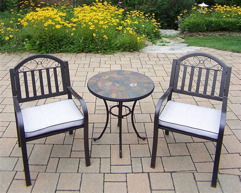 Oakland Living Stone Art Rochester 3 Piece Bistro Set With Cushions And