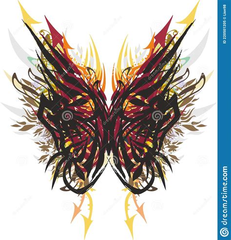 Flaming Colored Butterfly Wings With Arrow Elements Stock Vector