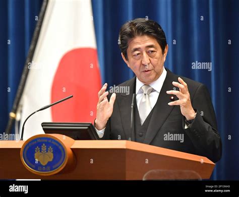 Prime Minister Shinzo Abe Speaks During A Press Conference Following His Cabinet Reshuffle At