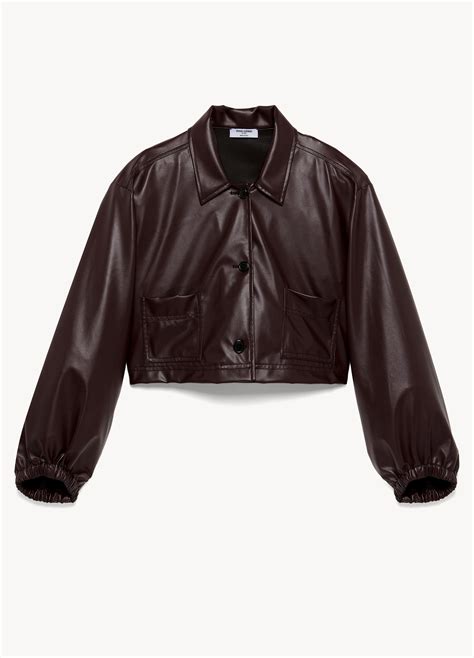 Faux Leather Cropped Jacket Opening Ceremony