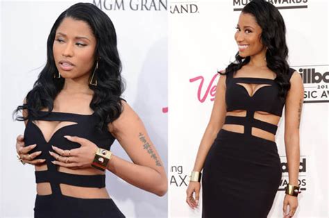 Doing Demure The Minaj Way Nicki Teases Underboob In Skintight Gown