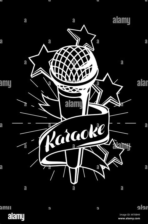 Karaoke Party Label Music Event Background Illustration With