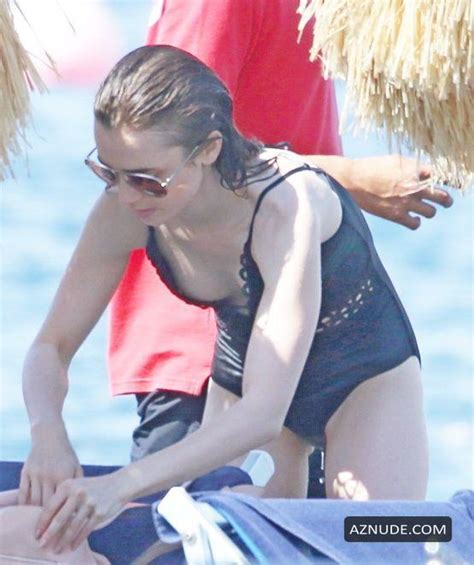 Lily Collins Nip Slip On The Beach In Ischia Italy Aznude