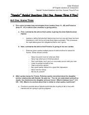 Hamlet Guided Questions Act One Scenes Three Five Pdf Aidan Winstead AP English Literature