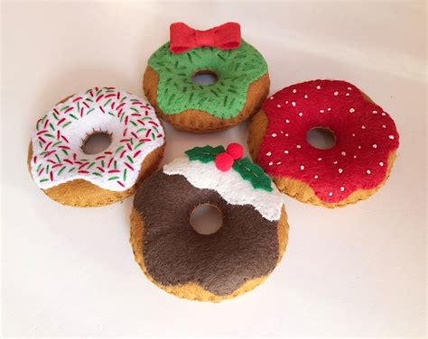 Felt Christmas Donuts Xmas Doughnuts Sprinkles Felt Food Etsy