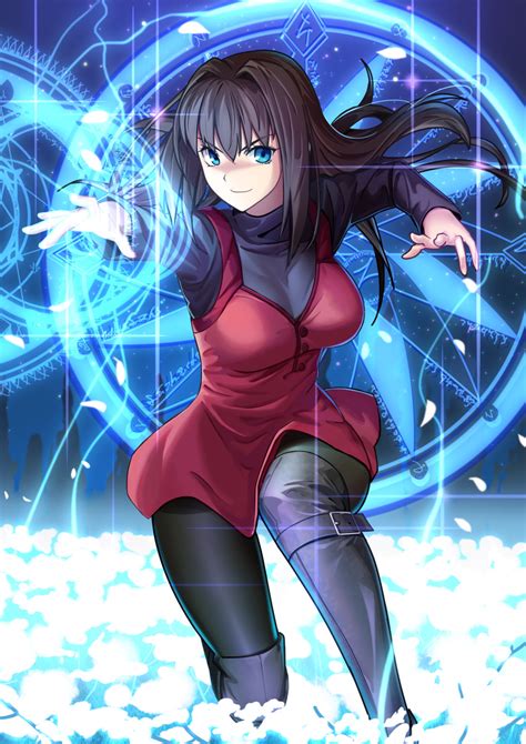 Safebooru 1girl Aozaki Aoko Bangs Black Footwear Black Legwear Black Sweater Blue Eyes Boots