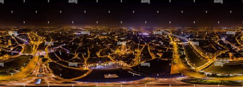 360° View Of 360 Degree Panoramic Aerial View Without Sky At Night