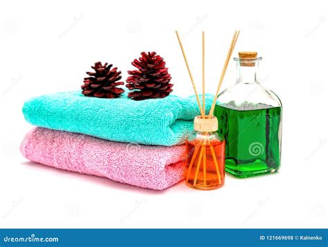 Beauty And Fashion Concept With Spa Set On White Background Stock Photo