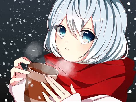 Anime Girl Drinking Coffee Wallpapers Wallpaper Cave