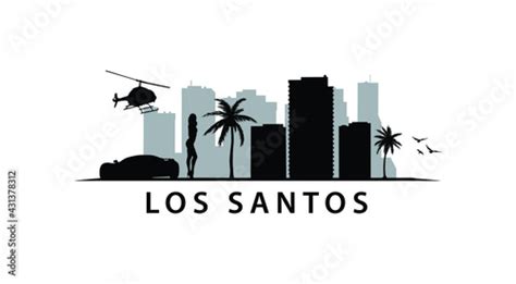 Los Santos City Skyline Usa America Landscape Stock Vector Adobe Stock